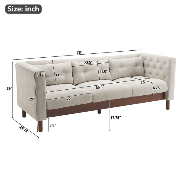 Gdf Studio Noirae Upholstered Sofa Modern 3-seater Sofa Couch With Tufted
