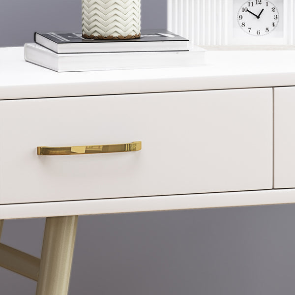 Gdf Studio Nola Modern Faux Wood Vanity Table White And Champagne Gold