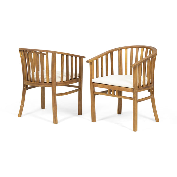 gdf studio Nola Outdoor Wooden Dining Chairs with Cushions (Set of 2)