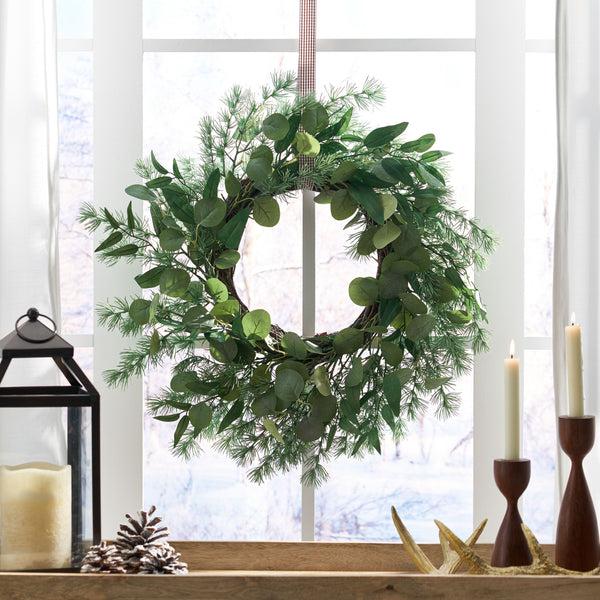 Gdf Studio Nolta 24.5" Eucalyptus And Fir Artificial Wreath Green