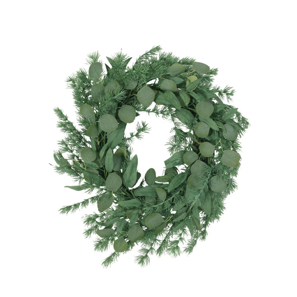 gdf studio Nolta 24.5" Eucalyptus and Fir Artificial Wreath Green