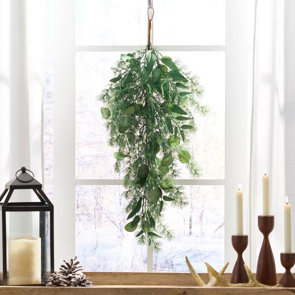 Gdf Studio Nolta 32.5" Eucalyptus And Fir Artificial Teardrop Wreath Green
