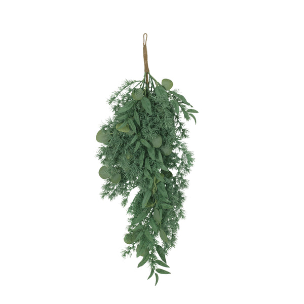 gdf studio Nolta 32.5" Eucalyptus and Fir Artificial Teardrop Wreath Green