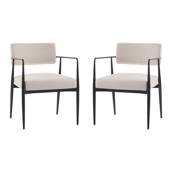 Gdf Studio Nora Mid-Century Dining Arm Chair With Spring Cushion Upholstered Fabric Seat