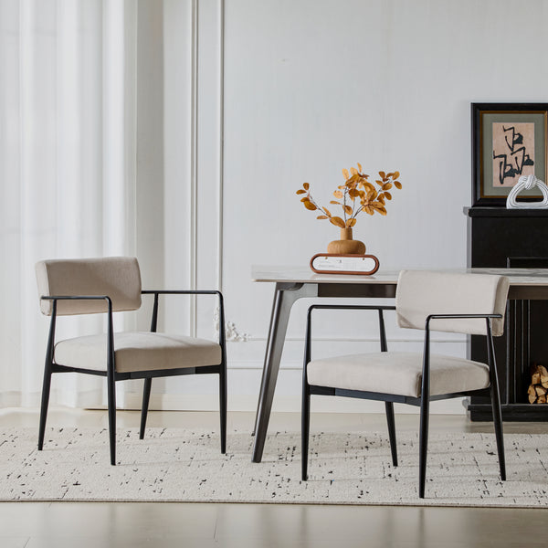 Gdf Studio Nora Mid-Century Dining Arm Chair With Spring Cushion Upholstered Fabric Seat
