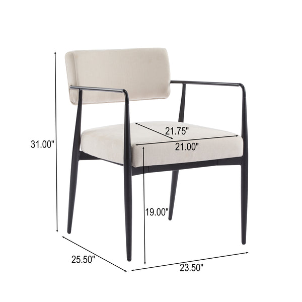 Gdf Studio Nora Mid-Century Dining Arm Chair With Spring Cushion Upholstered Fabric Seat