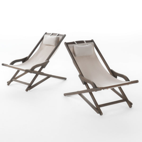 Gdf Studio Northland Outdoor Wood And Canvas Sling Chair (Set Of 2)