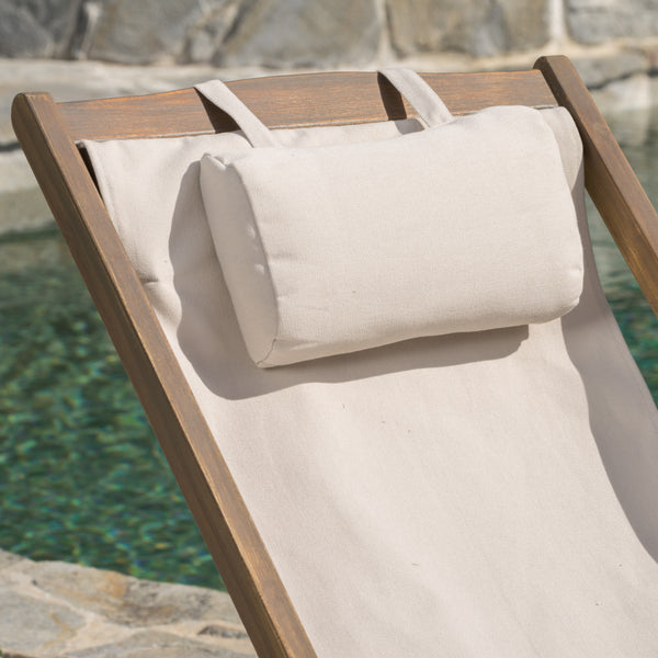 Gdf Studio Northland Outdoor Wood And Canvas Sling Chair (Set Of 2)