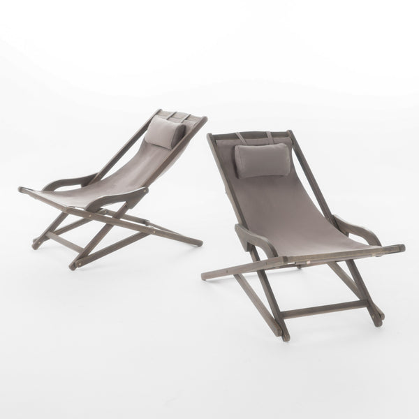 Gdf Studio Northland Outdoor Wood And Canvas Sling Chair (Set Of 2)