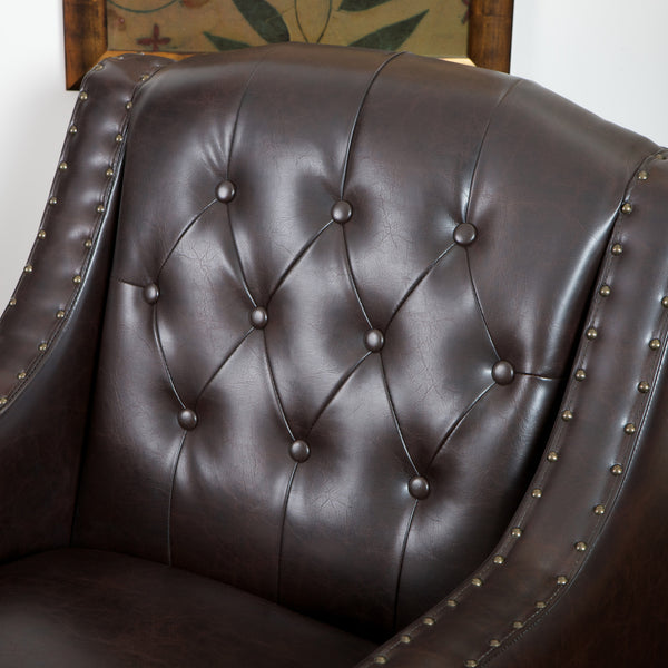 Gdf Studio Nottingham Tufted Brown Leather Club Chair