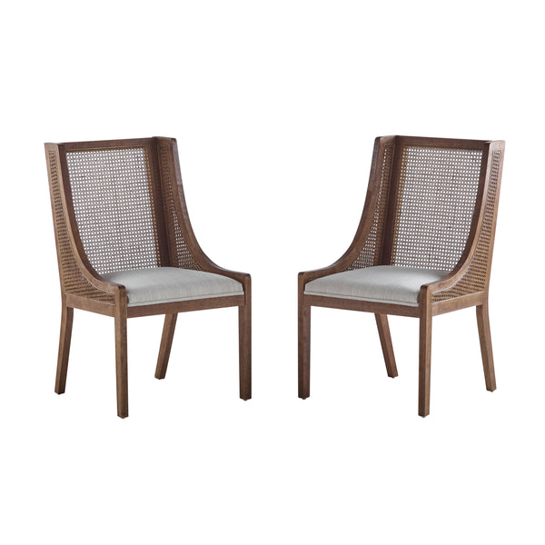 Gdf Studio Noxeo Indoor Rattan Wodd Frame Dining Chair Set Of 2
