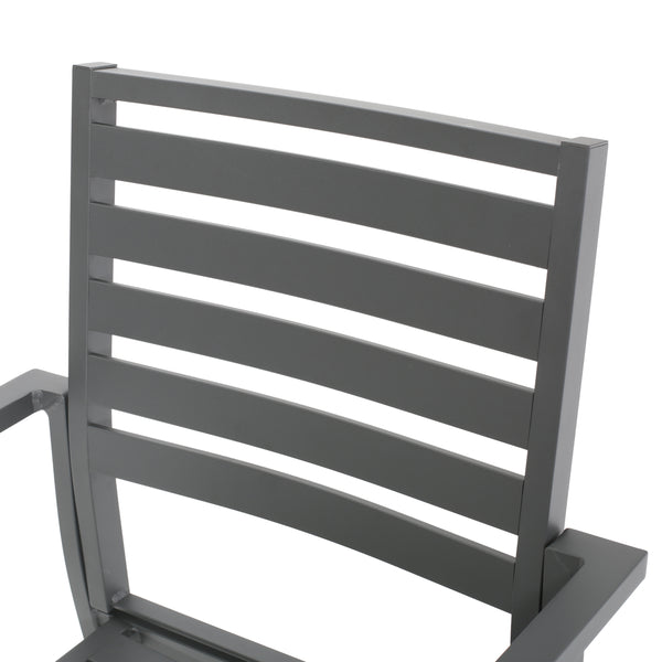 Gdf Studio Noxx Outdoor Modern 6 Seater Aluminum Dining Set With Expandable Table