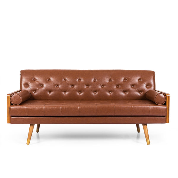 gdf studio Nunzio Mid-Century Modern Tufted Sofa with Rolled Accent Pillows