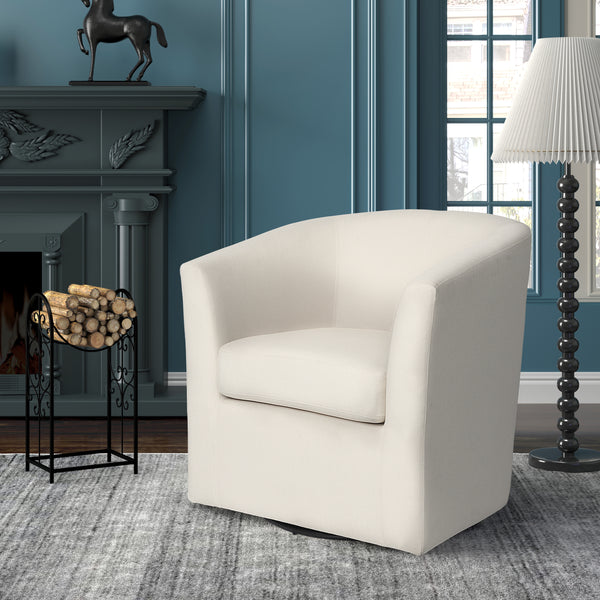 Gdf Studio Nyrella Fabric Swivel Barrel Chair White