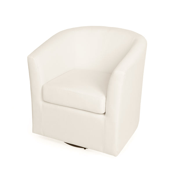 Gdf Studio Nyrella Fabric Swivel Barrel Chair White