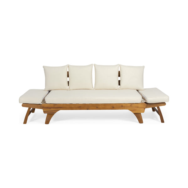 Gdf Studio Oceanna Outdoor Acacia Wood And Rope Expandable Daybed With Cushions