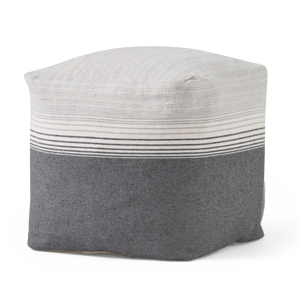 gdf studio Oceola Boho Handcrafted Fabric Cube Pouf Ivory and Gray