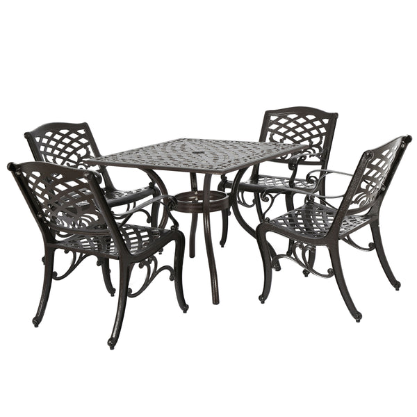 gdf studio Odena Outdoor 5-piece Cast Aluminum Square Bronze Dining Set