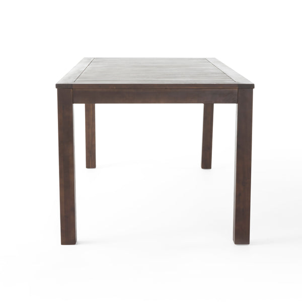 Gdf Studio Odin Outdoor 7-Piece Acacia Wood Dining Set Dark Brown