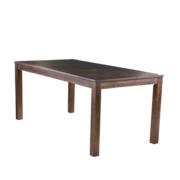 Gdf Studio Odin Outdoor 7-Piece Acacia Wood Dining Set Dark Brown