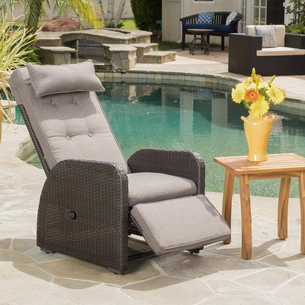 Gdf Studio Odina Brown Outdoor Recliner With Cushion