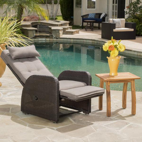 Gdf Studio Odina Brown Outdoor Recliner With Cushion