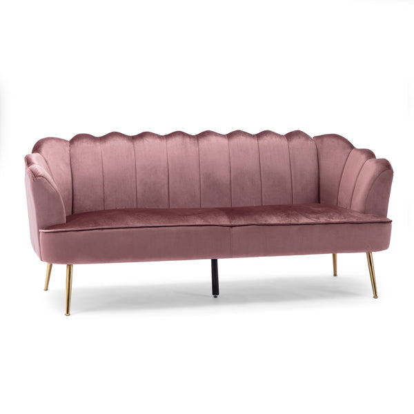 Gdf Studio Ohnstad Modern Glam Velvet Channel Stitch 3 Seater Shell Sofa