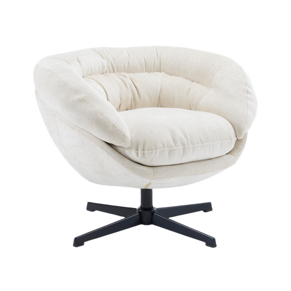 Gdf Studio Olevate Chenille Upholstered 360 Degree Swivel Arm Chair Metal Cross-shape Legs