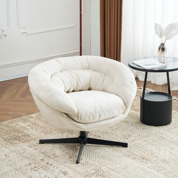 Gdf Studio Olevate Chenille Upholstered 360 Degree Swivel Arm Chair Metal Cross-shape Legs