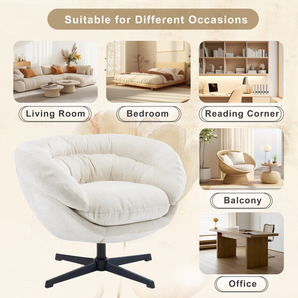 Gdf Studio Olevate Chenille Upholstered 360 Degree Swivel Arm Chair Metal Cross-shape Legs