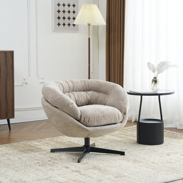gdf studio Olevate Chenille Upholstered 360 degree Swivel Arm Chair Metal Cross-shape legs