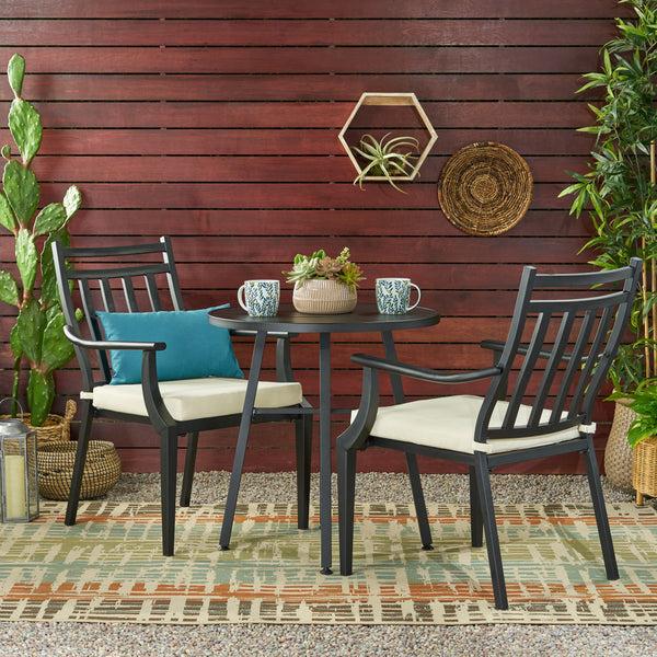 gdf studio Olive Outdoor 3 Piece Bistro Set with Cushions