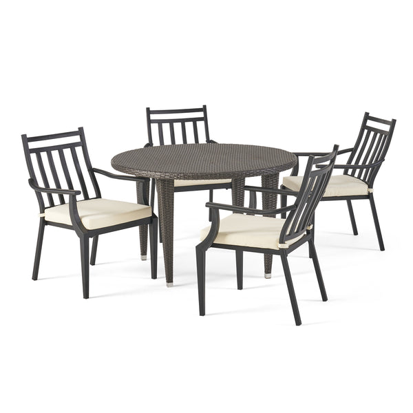 Gdf Studio Olive Outdoor 5 Piece Dining Set With Wicker Table