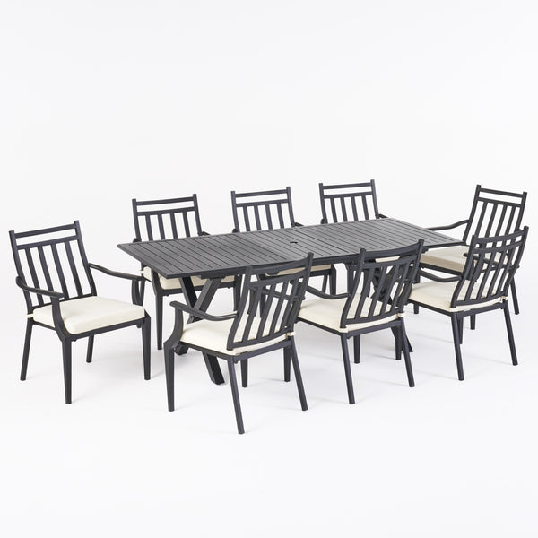 Gdf Studio Olive Outdoor 9 Piece Dining Set With Expandable Table