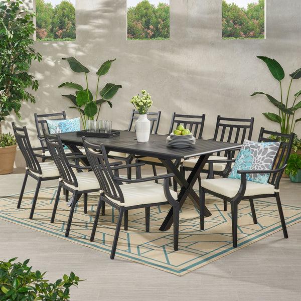 gdf studio Olive Outdoor 9 Piece Dining Set with Expandable Table