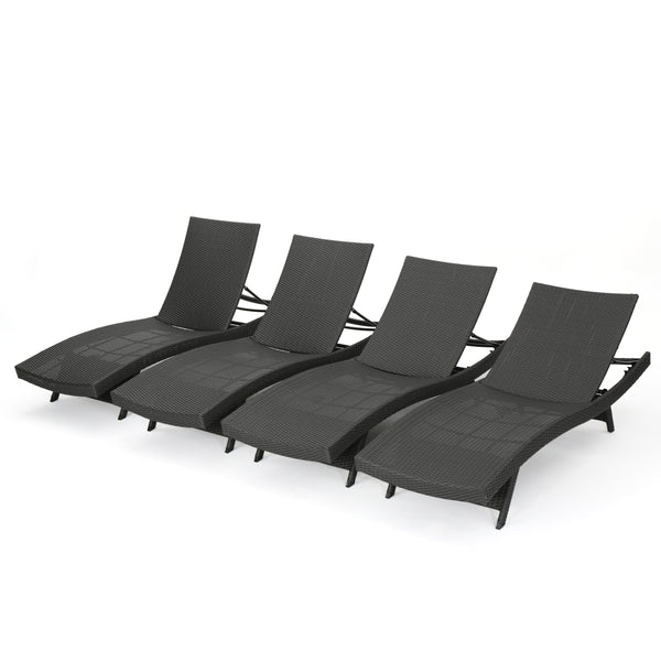 gdf studio Olivia Grey Outdoor Wicker Chaise Lounge Adjustable (Set of 4)