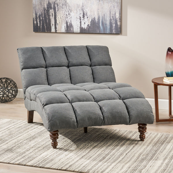 Gdf Studio Olympia Modern Tufted Fabric Double Chaise Lounge