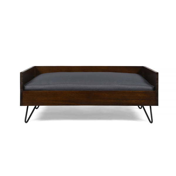 gdf studio Ophelia Mid-Century Modern Cushioned Wood Frame Dog Bed