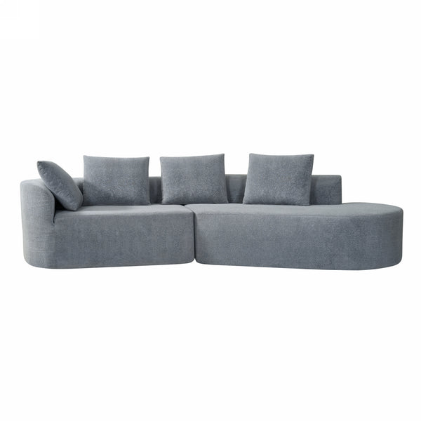 Gdf Studio Orellar 116" Modern Curved Sectional Sofa With High-Density Fully Compressed Sponge And Chaise Lounge Pearl Upholstery