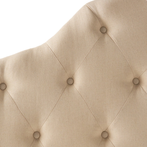 Gdf Studio Orlban Contemporary Button Tufted Beige Fabric Queen/Full Headboard