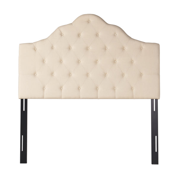 gdf studio Orlban Contemporary Button Tufted Beige Fabric Queen/Full Headboard