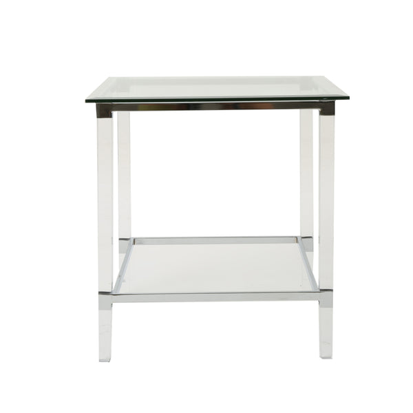 gdf studio Orson Acrylic and Tempered Glass Square Side Table