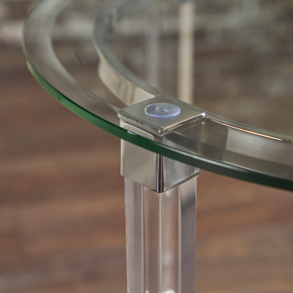Gdf Studio Orson See Through Clear Acrylic & Glass Round End Table