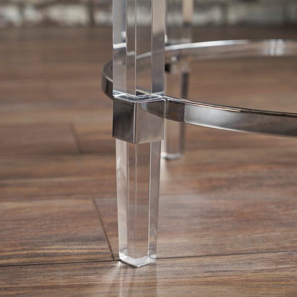Gdf Studio Orson See Through Clear Acrylic & Glass Round End Table
