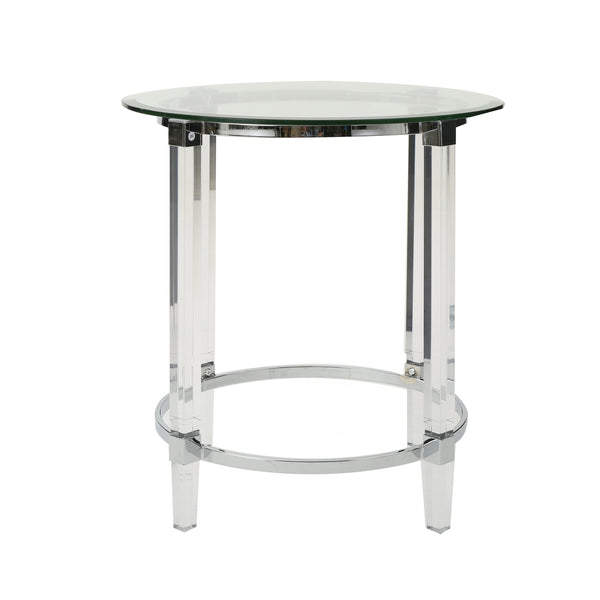 gdf studio Orson See Through Clear Acrylic & Glass Round End Table