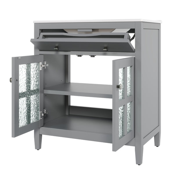 Gdf Studio Orysen Bathroom Vanity With Ceramic Sink Equipped With Adjustable Shelf And Tip-Out Tray