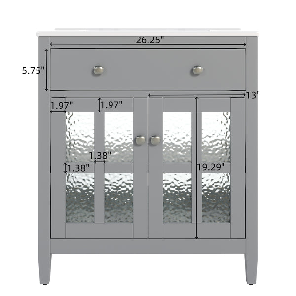 Gdf Studio Orysen Bathroom Vanity With Ceramic Sink Equipped With Adjustable Shelf And Tip-Out Tray