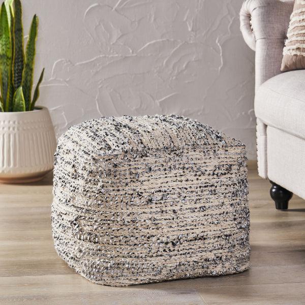 gdf studio Osgood Boho Handcrafted Fabric Cube Pouf