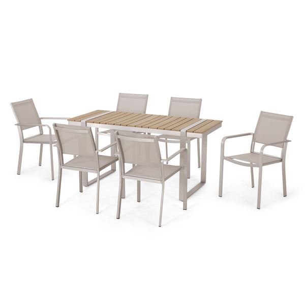 Gdf Studio Otero Outdoor 7 Piece Aluminum Dining Set