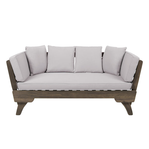 gdf studio Othello Gray Acacia Convertible Outdoor Sofa Daybed